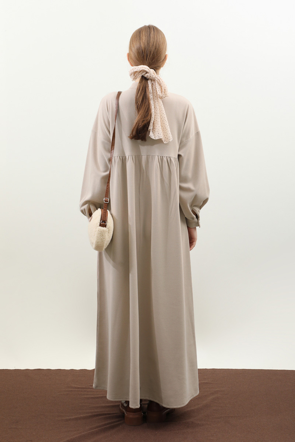 Salaş Triko Elbise Krem - 9