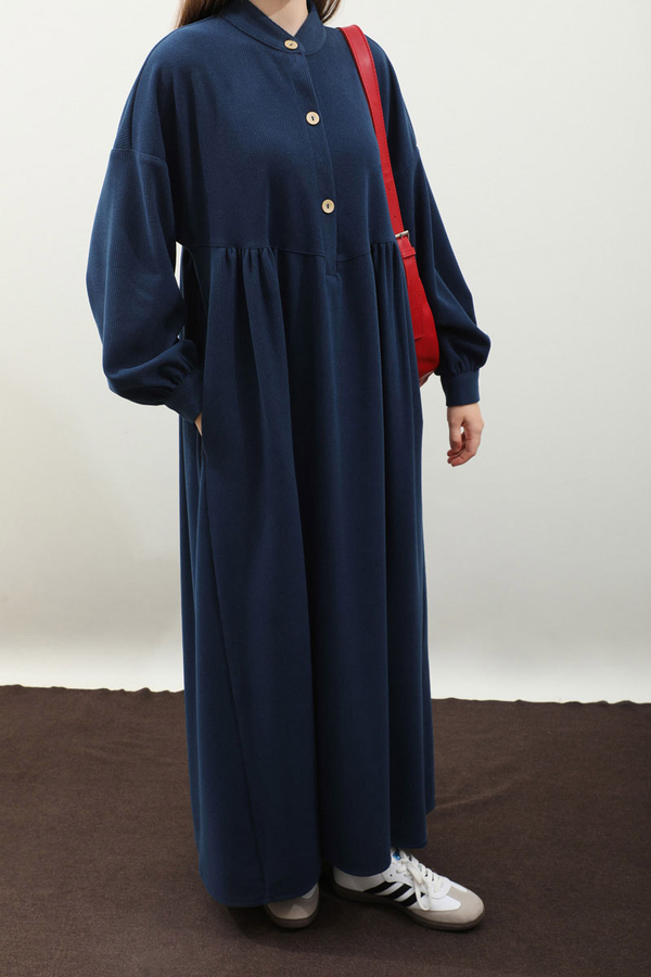 Salaş Triko Elbise Lacivert - 1