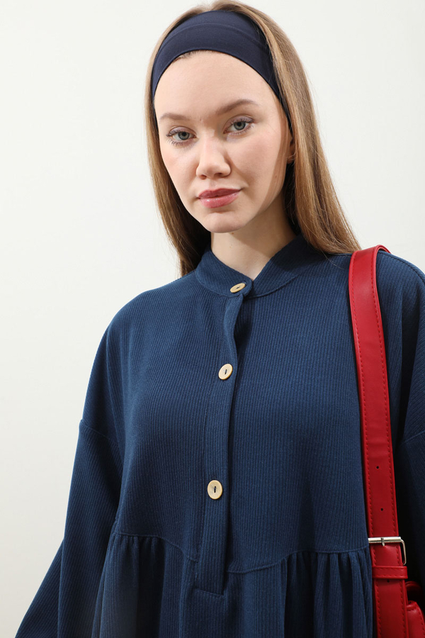 Salaş Triko Elbise Lacivert - 4