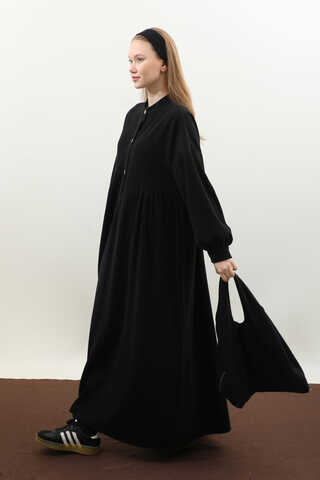 Salaş Triko Elbise Siyah - 6