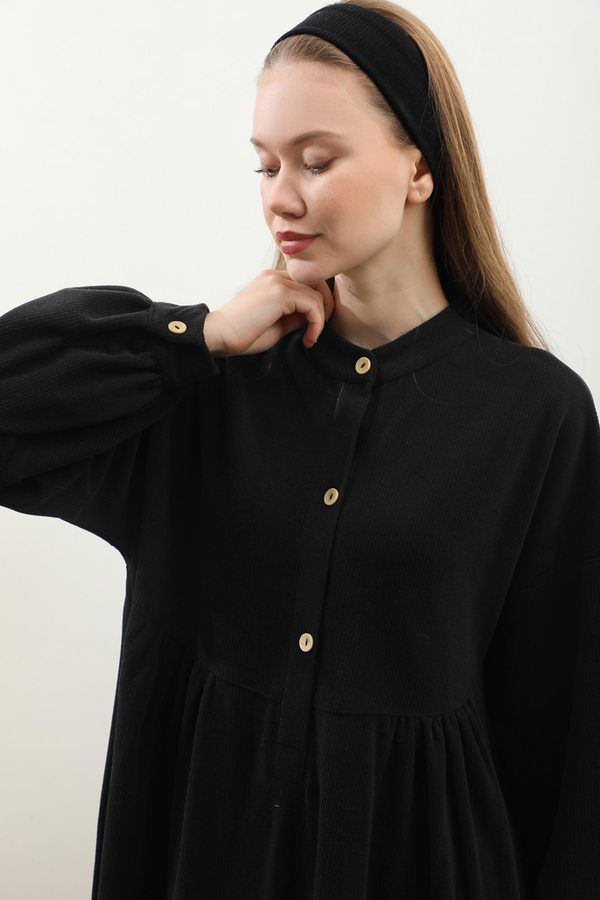 Salaş Triko Elbise Siyah - 7