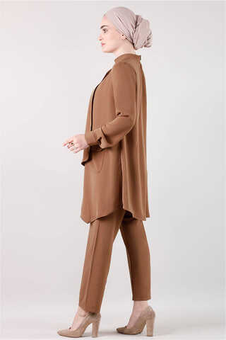Loose Tunic Suit Brown - 4