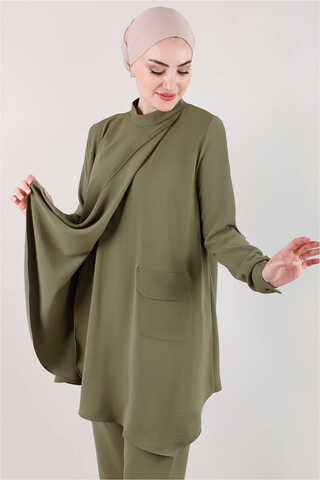 Loose Tunic Suit Khaki - 3