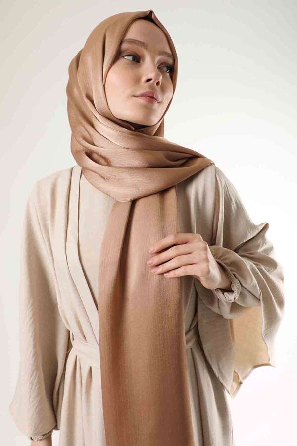 Saten Şifon Şal Taba - 3