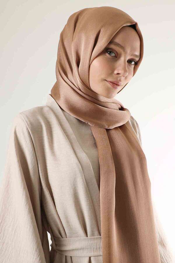 Saten Şifon Şal Taba - 4