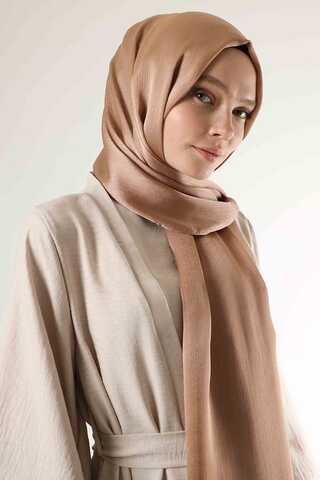 Saten Şifon Şal Taba - 4