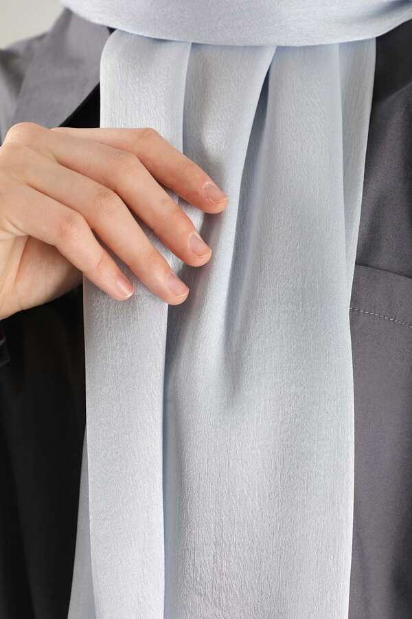 Satin Chiffon Shawl Grey - 2