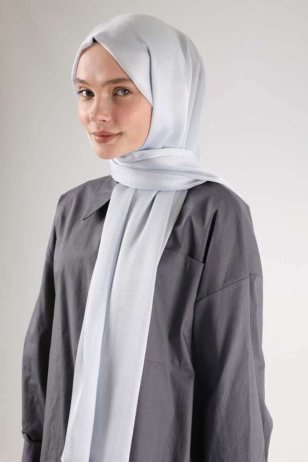 Satin Chiffon Shawl Grey - 3