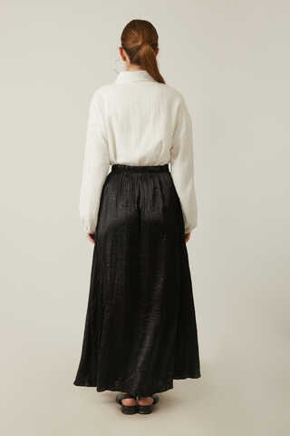 Satin Crushed Skirt Black - 7