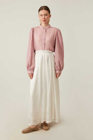 Satin Crushed Skirt White - 6