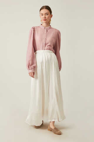 Satin Crushed Skirt White - 8