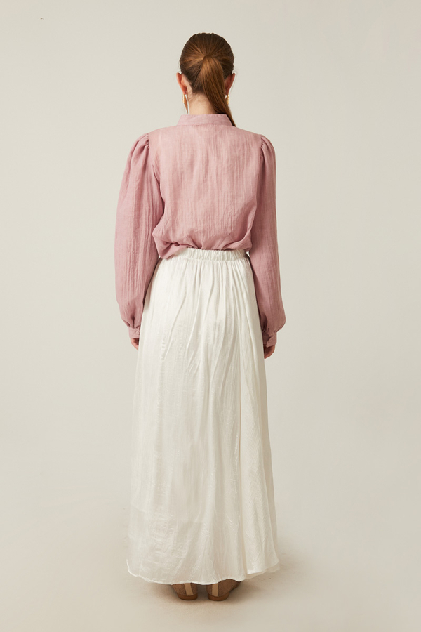 Satin Crushed Skirt White - 9