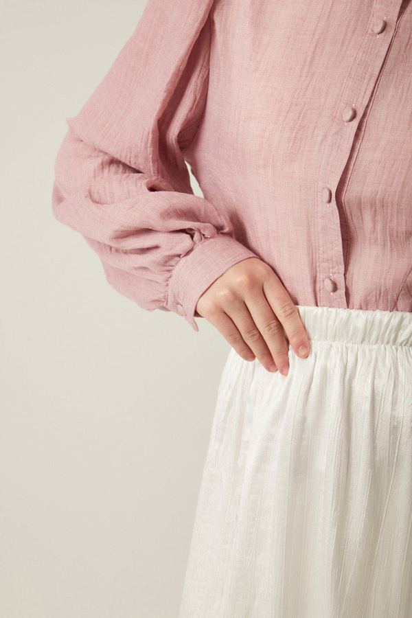 Satin Crushed Skirt White - 5