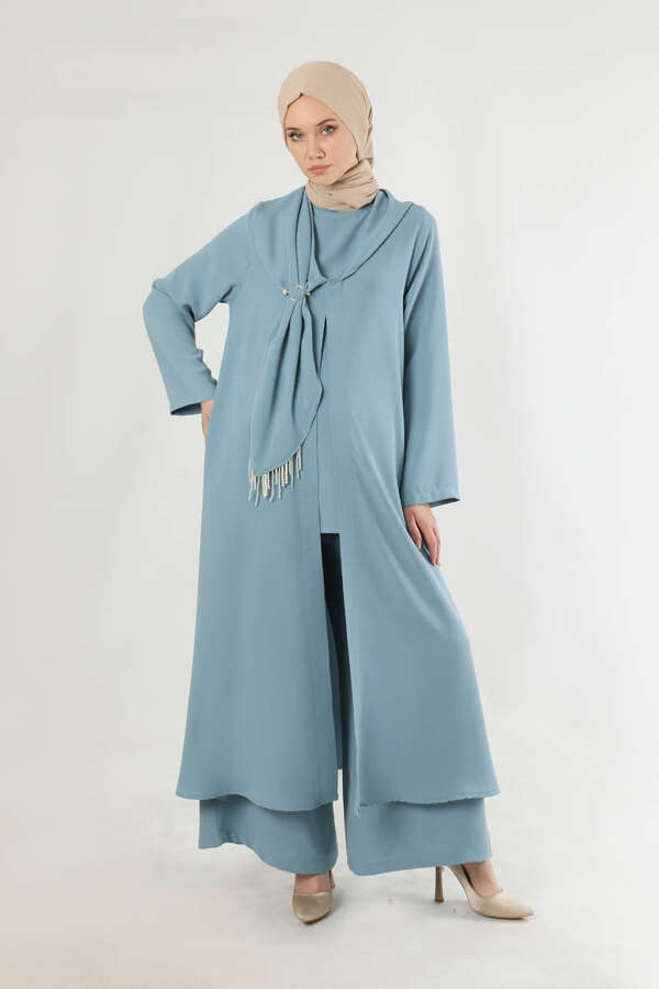 Scarf Abaya Suit Baby Blue 
