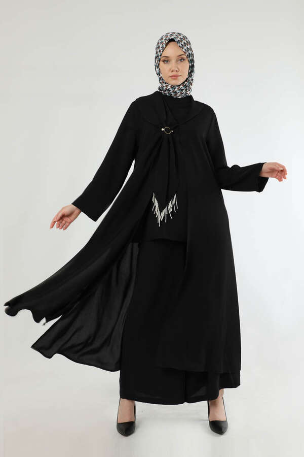 Scarf Abaya Suit Black - 1