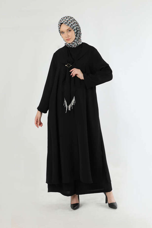 Scarf Abaya Suit Black - 3