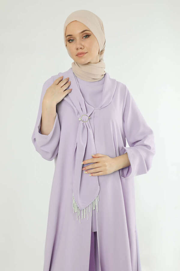 Scarf Abaya Suit Lilac - 2