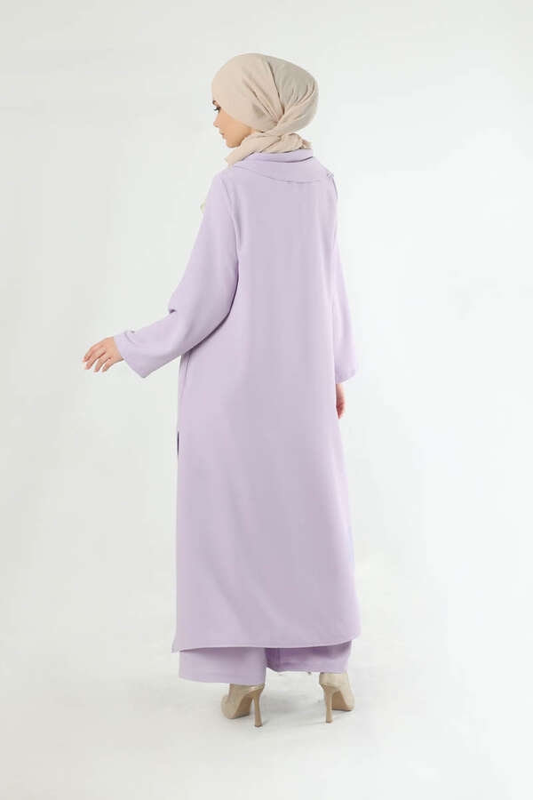 Scarf Abaya Suit Lilac - 4