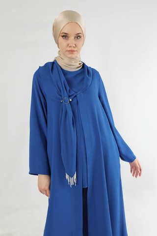 Scarf Abaya Suit Sax Blue - 2
