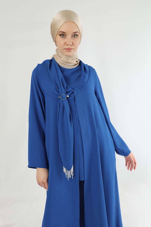 Scarf Abaya Suit Sax Blue - 2