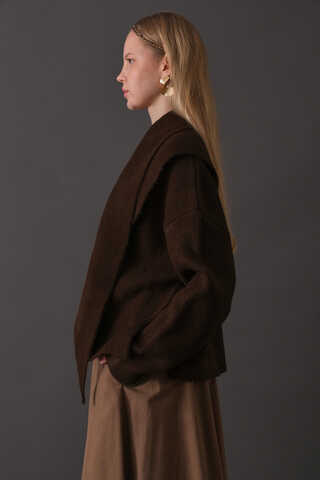 Scarf Detail Knit Sweater Brown - 5