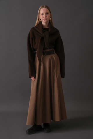 Scarf Detail Knit Sweater Brown - 1