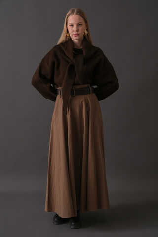 Scarf Detail Knit Sweater Brown - 10