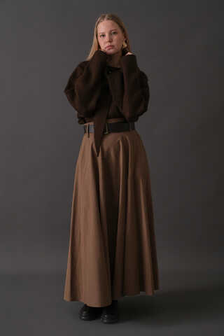 Scarf Detail Knit Sweater Brown - 7