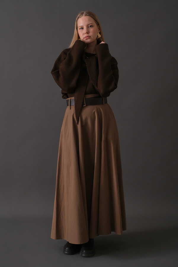 Scarf Detail Knit Sweater Brown - 7