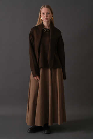 Scarf Detail Knit Sweater Brown - 9