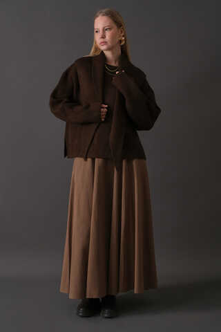 Scarf Detail Knit Sweater Brown - 3