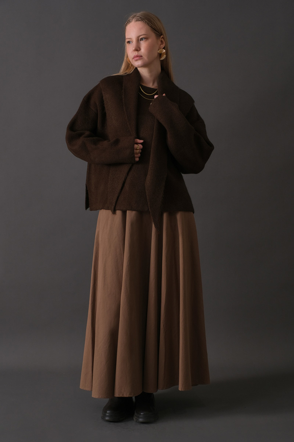 Scarf Detail Knit Sweater Brown - 3