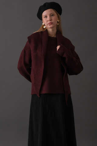 Scarf Detail Knit Sweater Burgundy - 7