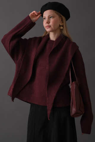 Scarf Detail Knit Sweater Burgundy - 8