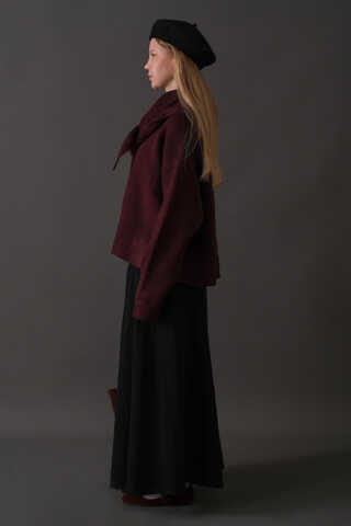 Scarf Detail Knit Sweater Burgundy - 12