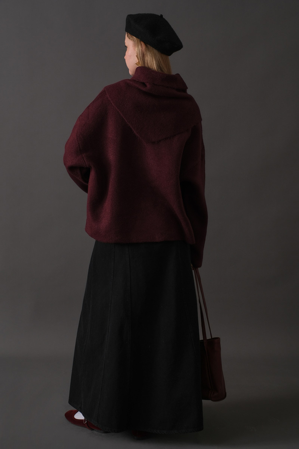 Scarf Detail Knit Sweater Burgundy - 14