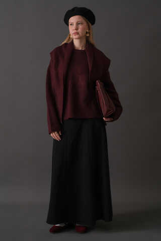 Scarf Detail Knit Sweater Burgundy - 2