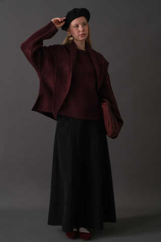 Scarf Detail Knit Sweater Burgundy - 5