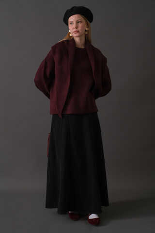 Scarf Detail Knit Sweater Burgundy - 13