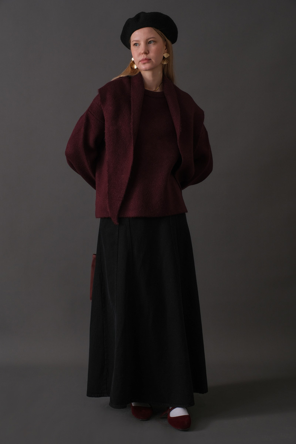 Scarf Detail Knit Sweater Burgundy - 13