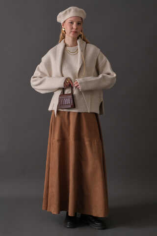 Scarf Detail Knit Sweater Stone - 2