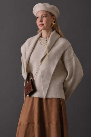 Scarf Detail Knit Sweater Stone - 5