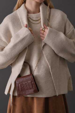 Scarf Detail Knit Sweater Stone - 10