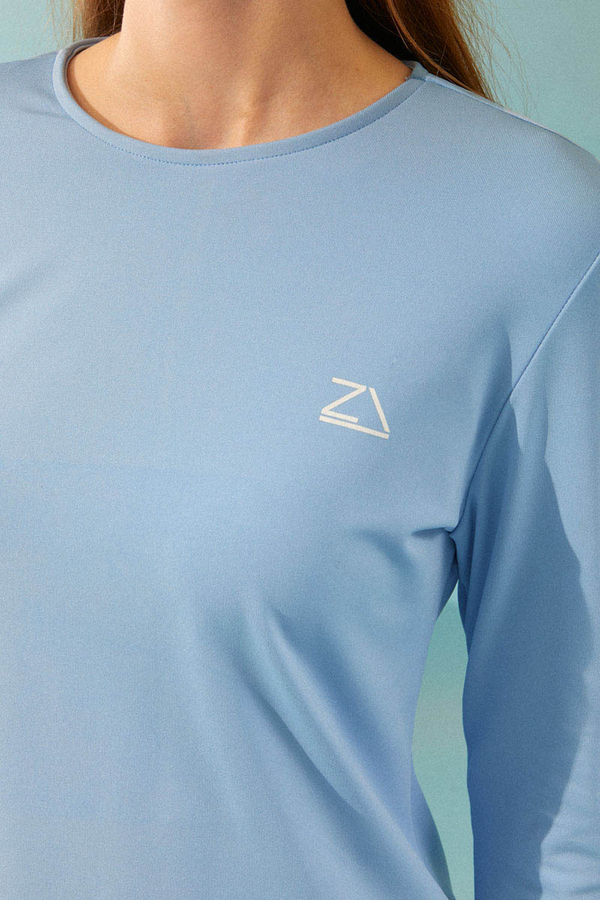 Seashell Pattern Modest Swimsuit Baby Blue - 13