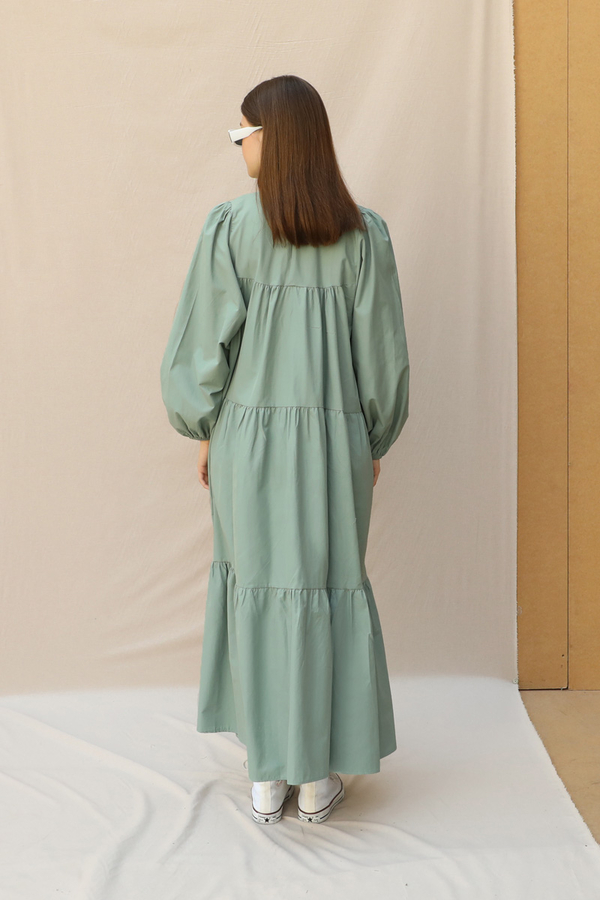 Şerit Büzgülü Elbise Mint - 6