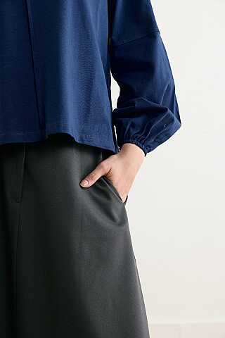 Şerit Dikişli Uzun Kollu Tişört Lacivert - 4