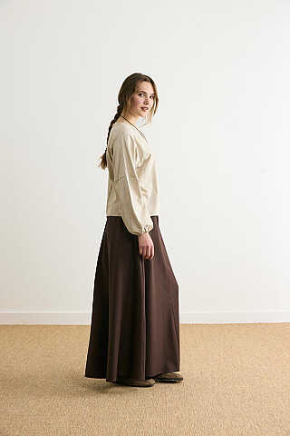 Şerit Dikişli Uzun Kollu Tişört Taş - 3