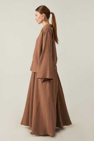 Shirt Collar Muslin Set Brown - 4