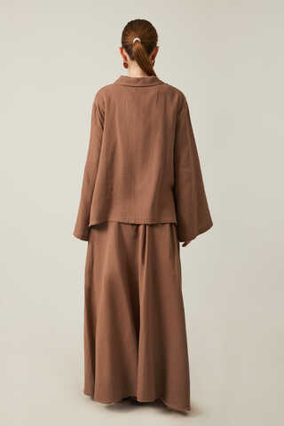 Shirt Collar Muslin Set Brown - 5