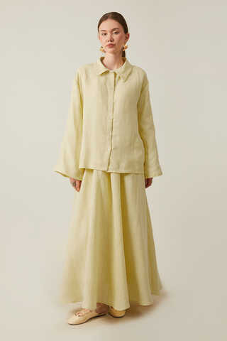 Shirt Collar Muslin Set Butter Yellow - 4